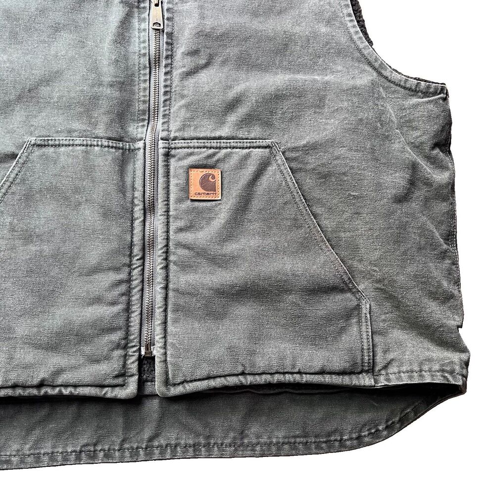 Carhartt V26 GVL Sandstone Duck Sherpa Lined Work Vest Men's XL Regular - Picture 3 of 13